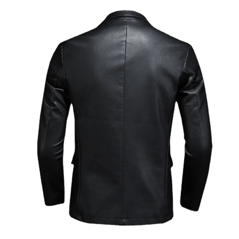 2023 New Suit Oversized Leather Jacket Business Fashion Men's Vegan Jacket Men's Slim Fit PU Leather Jacket Suit For Men S-5XL